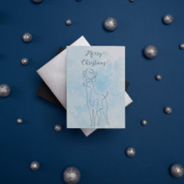 Rendier Light Blue Lined Winter Kerstmis Feestdagenkaart