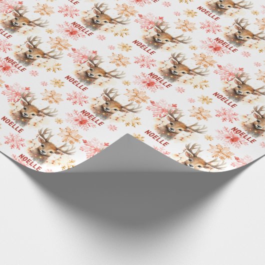 Rendier Lights Gepersonaliseerde Gift Wrap Cadeaupapier (Hoek)