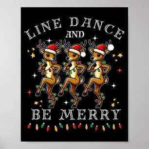 Rendier Lijn Dans En Wees Vrolijk Kerstfeest Poster