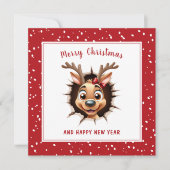 Rendier Meisje doorbreken door Grappige Kerstmis Kaart (Voorkant)