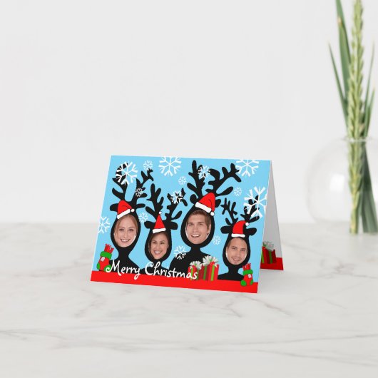 Rendier Merry Christmas Foto Kaart 1 toevoegen (Voorkant)