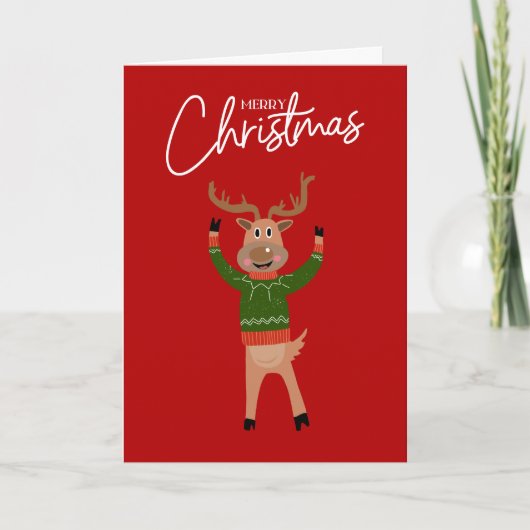 Rendier Merry Christmas Fun Kaart (Voorkant)