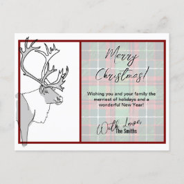 Rendier Merry Christmas Plaid  Feestdagenkaart