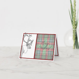 Rendier Merry Christmas Plaid Kaart