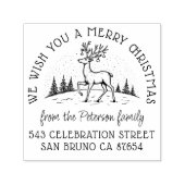 Rendier met Baubles in Antlers Vrolijk Kerstfeest Zelfinktende Stempel (Design)