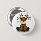 Rendier met Gele Sterren Ronde Button 5,7 Cm (Voorkant /achterkant)