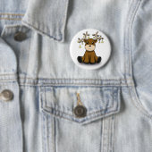 Rendier met Gele Sterren Ronde Button 5,7 Cm (In situ)