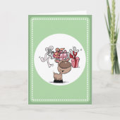 Rendier met geschenkdozen feestdagen kaart (Voorkant)
