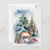 Rendier met geschenken briefkaart (Voorkant / Achterkant)