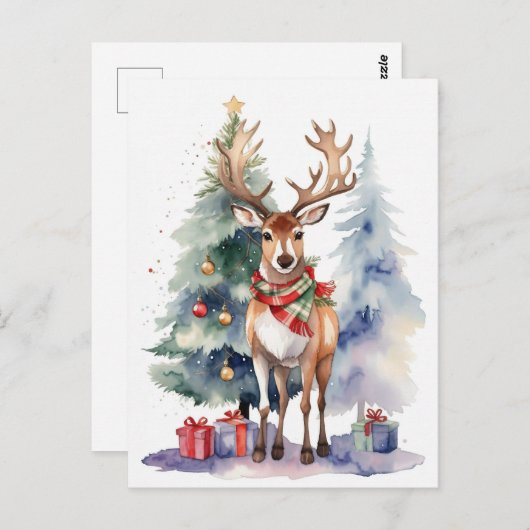 Rendier met geschenken briefkaart (Voorkant / Achterkant)
