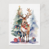 Rendier met geschenken briefkaart (Voorkant)