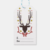 Rendier met Gouden Kerstmis Hand getrokken Cadeaulabel (Achterkant)
