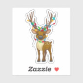 Rendier met kerstverlichting op Antlers Sticker (Vel)