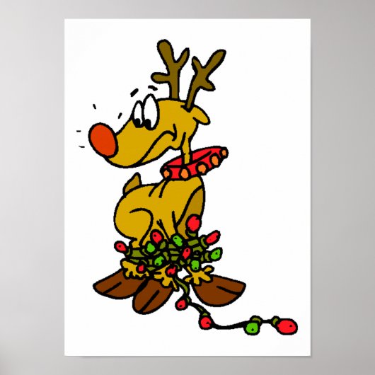 rendier met lampjes poster (Voorkant)