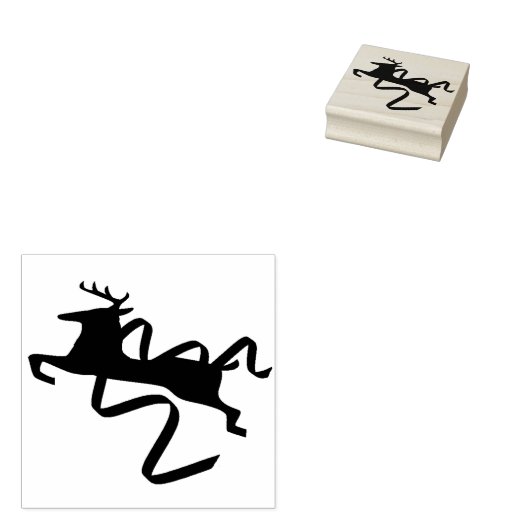Rendier met lint Art Stamp Rubberstempel (Gestempeld)