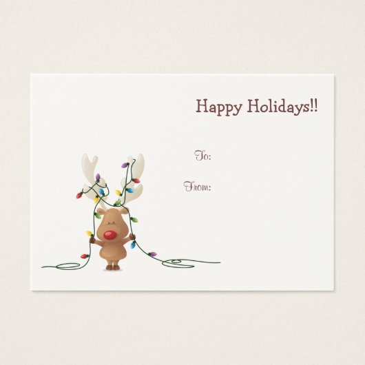 Rendier met verlichting Kerst cadeau label Visitekaartje (Voorkant)
