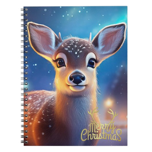 Rendier met vrolijk kerstbericht notitieboek (Voorkant)