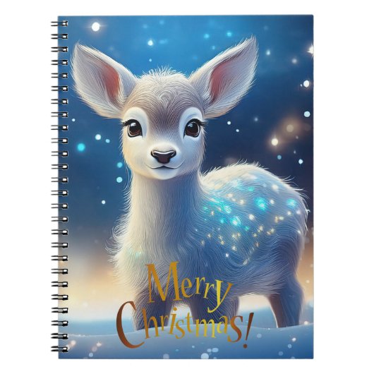 Rendier met vrolijk kerstgroet notitieboek (Voorkant)