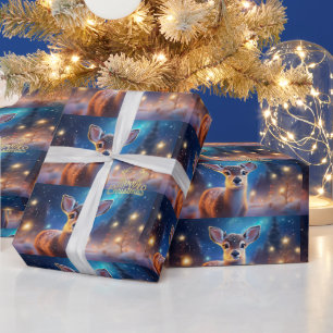 Rendier met vrolijke kerstgroet cadeaupapier
