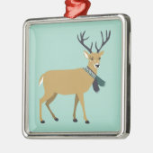 rendier met winterscharf (kerstdier) metalen ornament (Links)