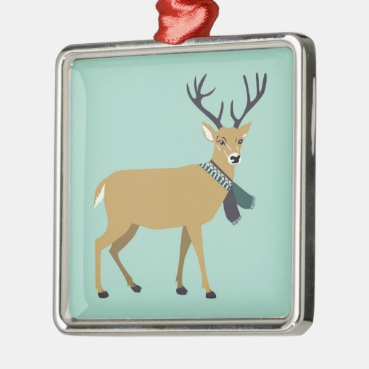 rendier met winterscharf (kerstdier) metalen ornament (Links)