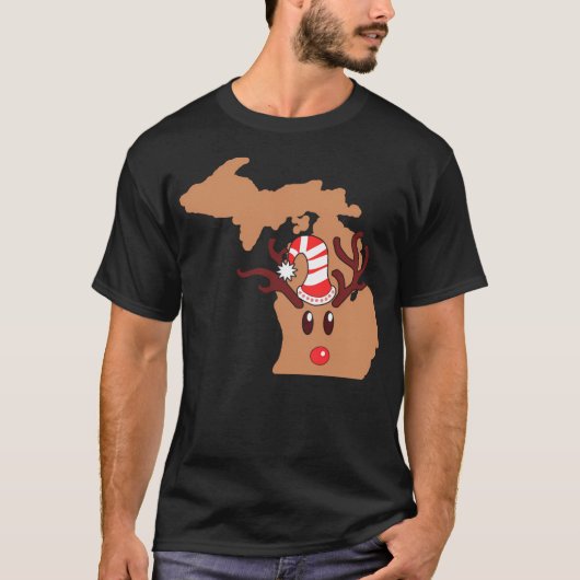 Rendier Michigan Santa Reindeer Antlers T-shirt (Voorkant)