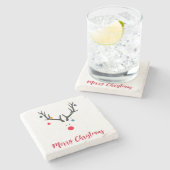 Rendier minimalistische moderne Kerstmis Stenen Onderzetter (Zijkant)