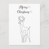Rendier Minimalistische Zwarte Lijn Winter Kerstmi Feestdagenkaart (Voorkant)