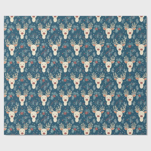 Rendier Mistletoe Kerstavond inpakpapier (Vlak)