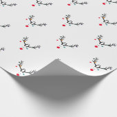 Rendier modern grappig wit rood cadeaupapier (Hoek)