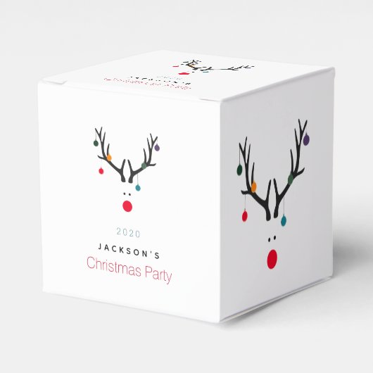 Rendier moderne witte rode familienaam bedankdoosjes (Voorkant Zijde)