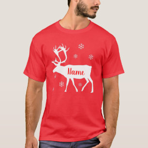 Rendier Naam op Maat Kerst T-shirt