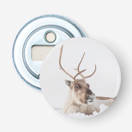 Rendier Natuur Foto Souvenir Button Flesopener (Voorkant)