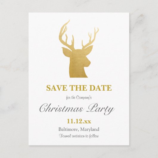 Rendier nep goud folie | Feestelijke feest Aankondigingskaart (Voorkant)