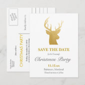 Rendier nep goud folie | Feestelijke feestdagen Aankondigingskaart (Voorkant / Achterkant)