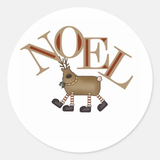 Rendier NOEL Ronde Sticker (Voorkant)