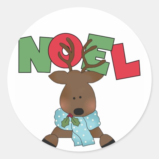 Rendier Noel Tshirts en Geschenken Ronde Sticker (Voorkant)