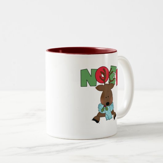 Rendier Noel Tshirts en Geschenken Tweekleurige Koffiemok (Voorkant rechts)