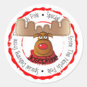 Rendier Noordpool Rudolph Speciale levering Ronde Sticker (Voorkant)