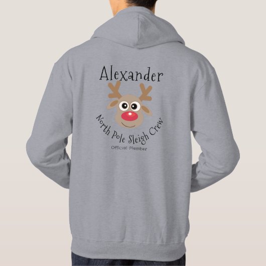Rendier Noordpool Sleigh Crew Fun Christmas Hoodie (Achterkant)