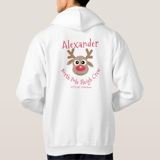 Rendier Noordpool Sleigh Crew Fun Christmas Hoodie (Achterkant)