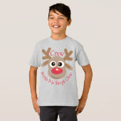 Rendier Noordpool Sleigh Crew Kerst Grijs T-shirt (Voorkant volledig)