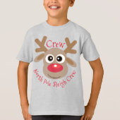 Rendier Noordpool Sleigh Crew Kerst Grijs T-shirt (Voorkant)