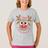 Rendier Noordpool Sleigh Crew Kerst Grijs T-shirt (Voorkant)