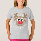 Rendier Noordpool Sleigh Crew Kerst Grijs T-shirt (Voorkant)