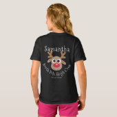Rendier North Pole Sleigh Crew Kerst Zwart T-shirt (Achterkant volledig)