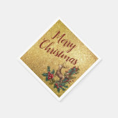 Rendier op gouden glitter Cocktail Papier Servet (Hoek)