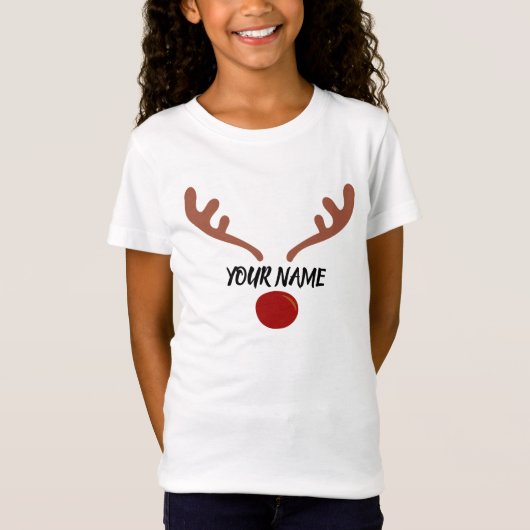 Rendier op maat gemaakte kerst T-shirt (Voorkant)