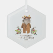 Rendier Outfit Baby's 1e Kerstversiering Glas Ornament (Voorkant)