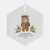 Rendier Outfit Baby's 1e Kerstversiering Glas Ornament (Achterkant)